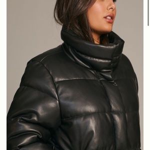 Avec Les Filles Faux Leather Puffer Coat (Size L)